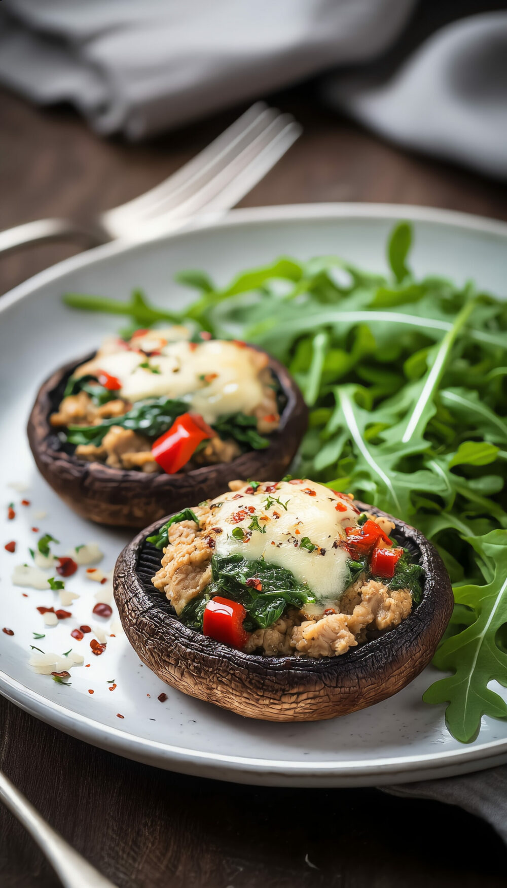 Lean Turkey and Spinach Stuffed Portobello Steak