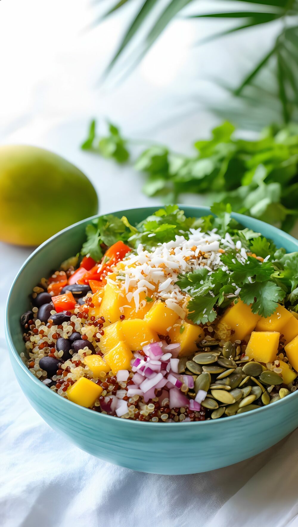 Tropical Mango Quinoa Salad with Black Beans and Lime