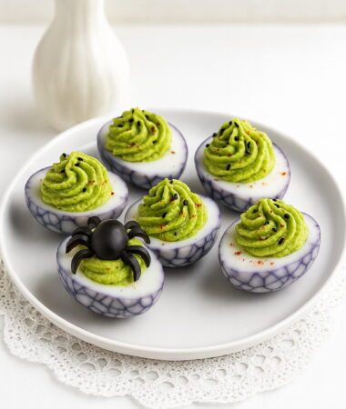 Avocado-Yogurt Spiderweb Deviled Eggs – Healthy Recipe
