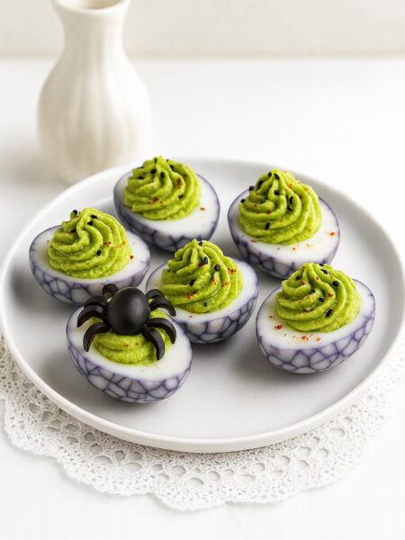 Avocado-Yogurt Spiderweb Deviled Eggs – Healthy Recipe