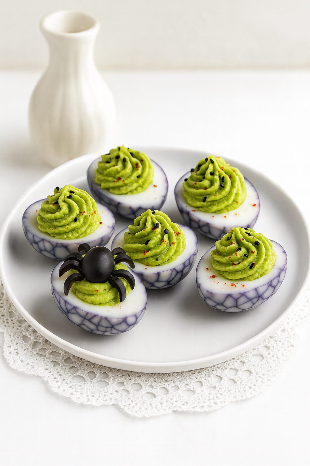 Avocado-Yogurt Spiderweb Deviled Eggs – Healthy Recipe