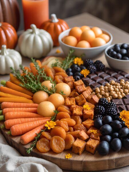 Healthy Orange and Black Halloween Snack Board Ideas