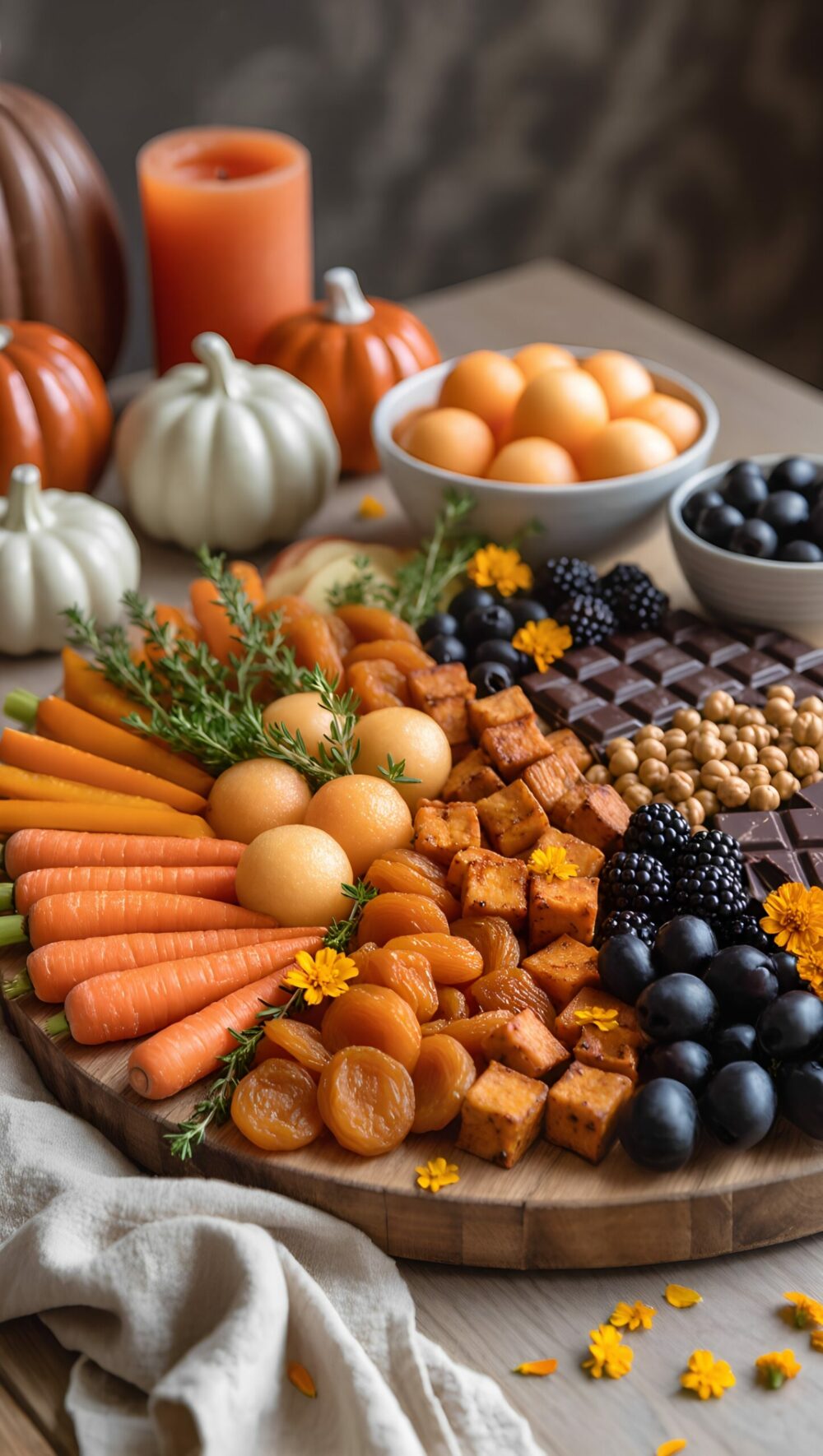 Healthy Orange and Black Halloween Snack Board Ideas