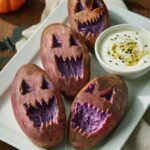 Roasted Purple Sweet Potato Heads with Miso Yogurt