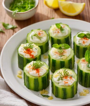 Cucumber Cups with Herbed Greek Yogurt Dip