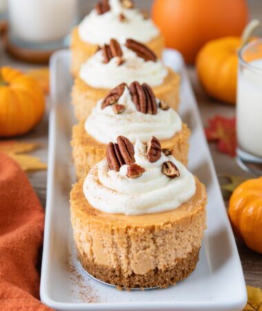 Mini Greek Yogurt Pumpkin Cheesecakes