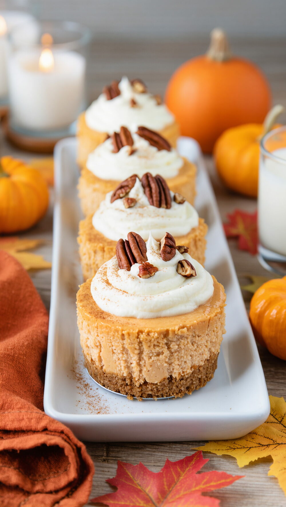 Mini Greek Yogurt Pumpkin Cheesecakes