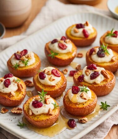 Mini Sweet Potato Rounds with Goat Cheese and Cranberries