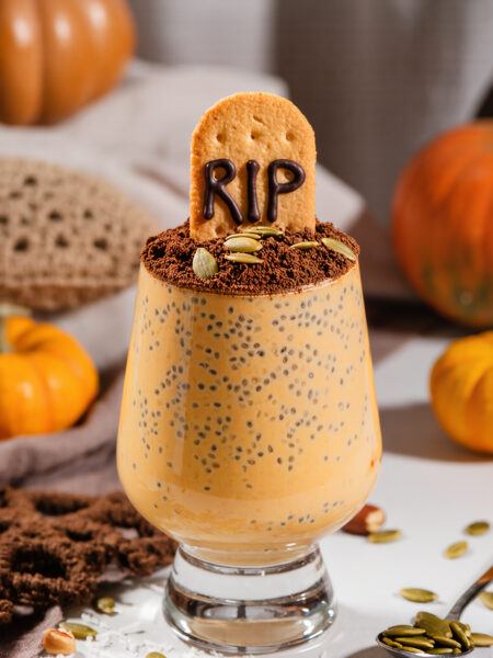 Pumpkin Pie Chia Pudding “Gravestones” – Healthy Treat