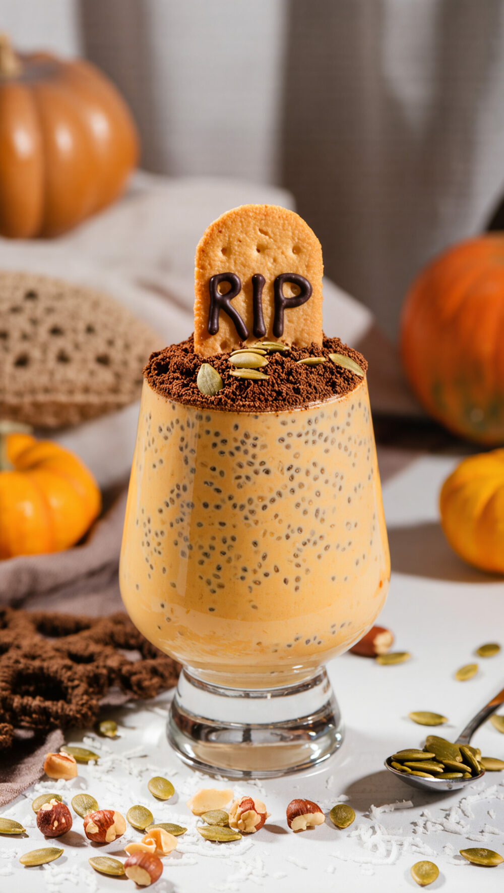 Pumpkin Pie Chia Pudding “Gravestones” – Healthy Treat