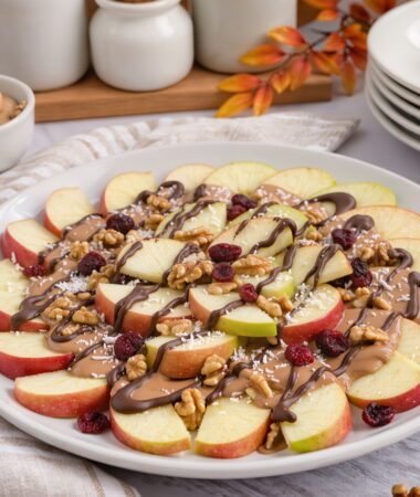 Apple Nachos with Nut Butter and Dark Chocolate