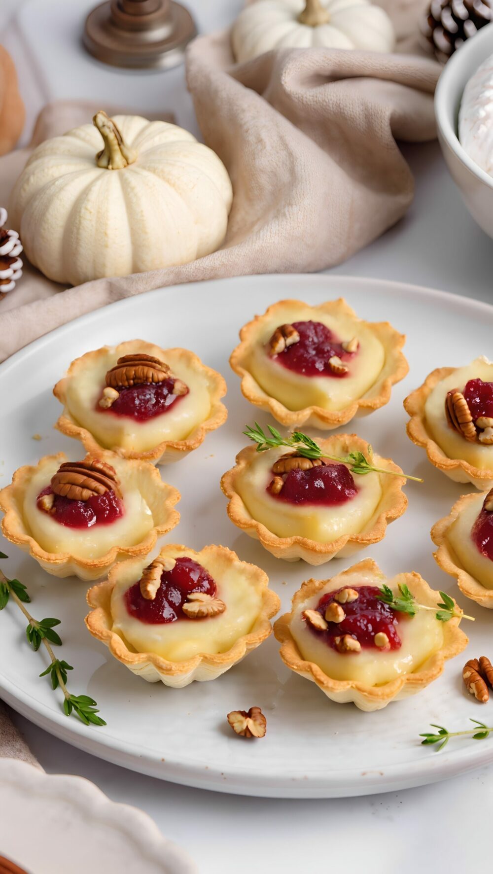 Baked Brie Phyllo Bites with Cranberry and Pecans
