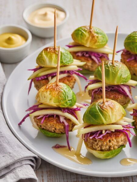 Brussels Sprouts Mini Sliders with Apple Slaw