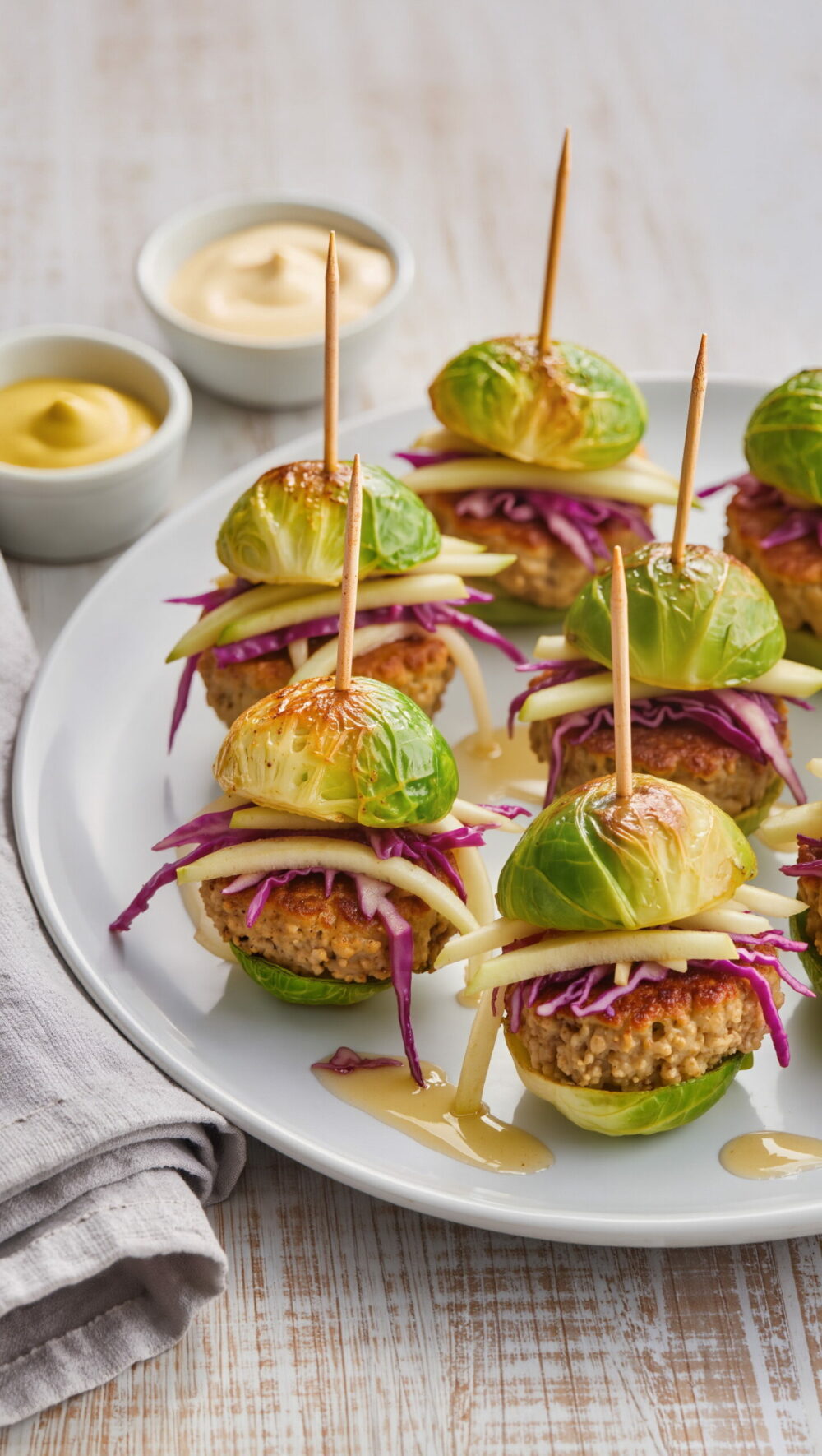 Brussels Sprouts Mini Sliders with Apple Slaw