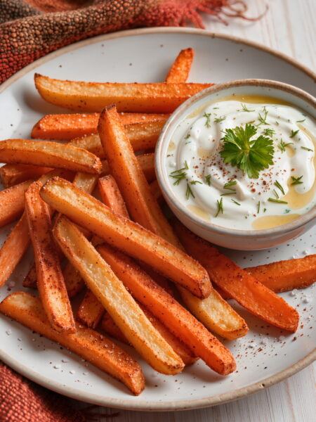 Carrot Fries with Herbed Yogurt Dip – Fall Side