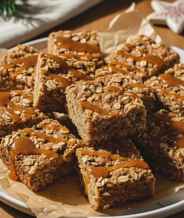 Almond-Oat Gingerbread Bars with Maple Drizzle