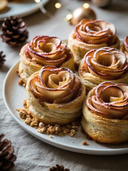 Baked Apple Roses with Cinnamon Oat Crumble Centres