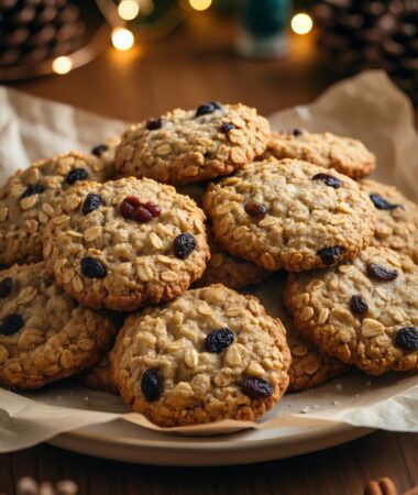 Banana-Oat Christmas Cookies with Cinnamon and Raisins