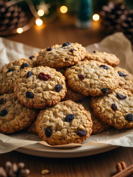 Banana-Oat Christmas Cookies with Cinnamon and Raisins