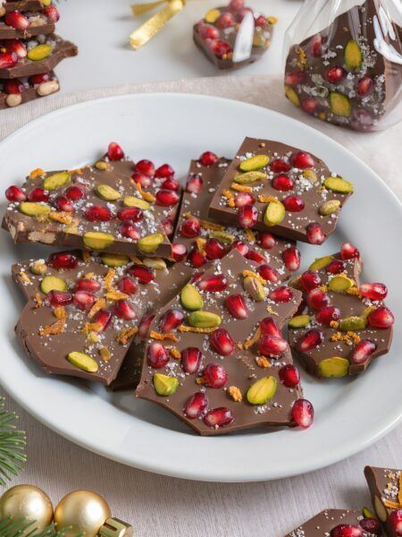 Pomegranate-Pistachio Holiday Bark with Orange Zest