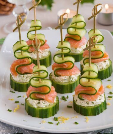 Smoked Salmon and Cucumber Christmas Trees