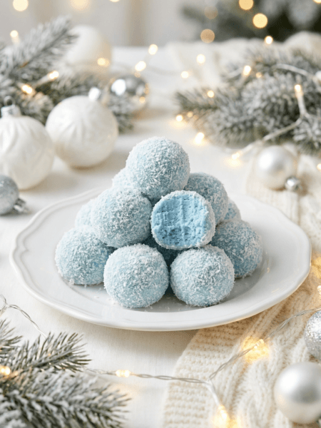 Blue Spirulina Coconut Snowball Bliss Bites – No Bake