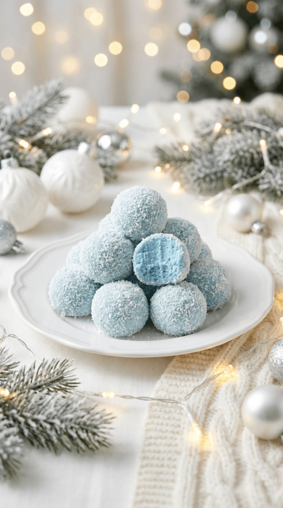 Blue Spirulina Coconut Snowball Bliss Bites – No Bake