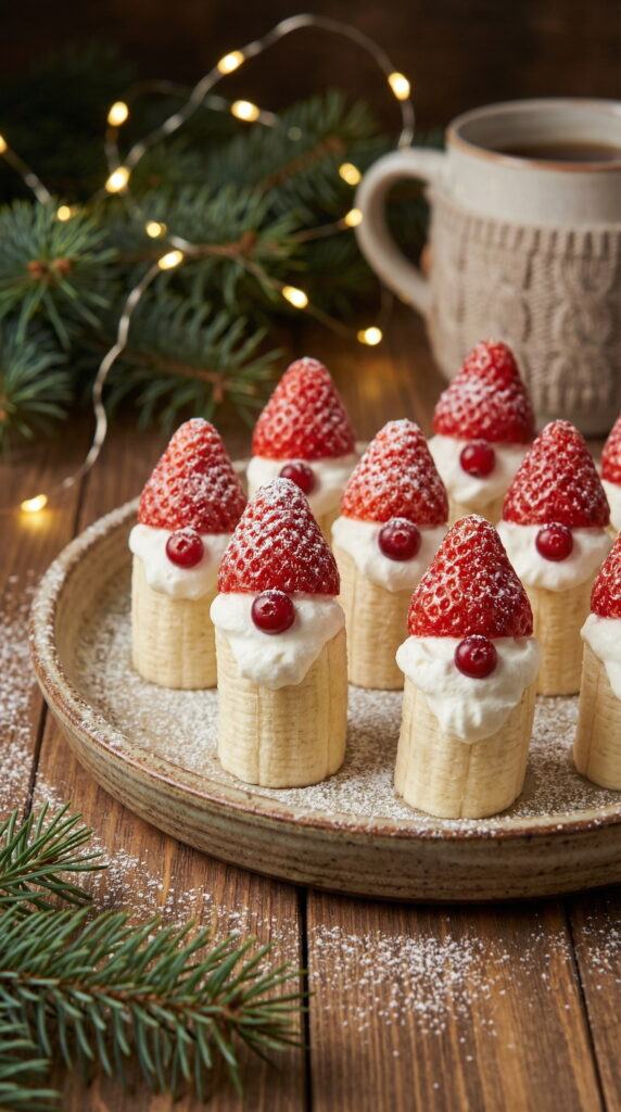 Gnome Strawberries with Banana – Healthy Christmas Treat