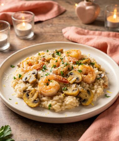 Creamy Shrimp Mushroom Risotto for Valentine’s Day