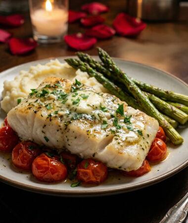 Garlic Butter Cod with Roasted Cherry Tomatoes