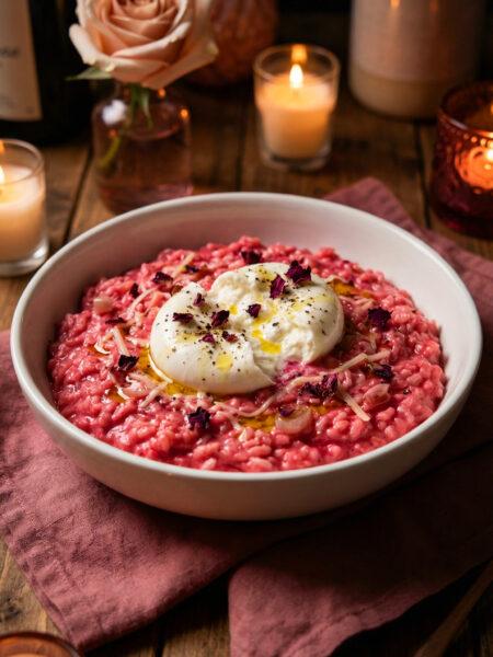 Rose Infused Beet Burrata Risotto