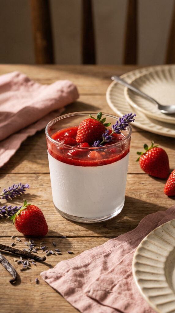 Strawberry Lavender Panna Cotta for Valentine’s Day