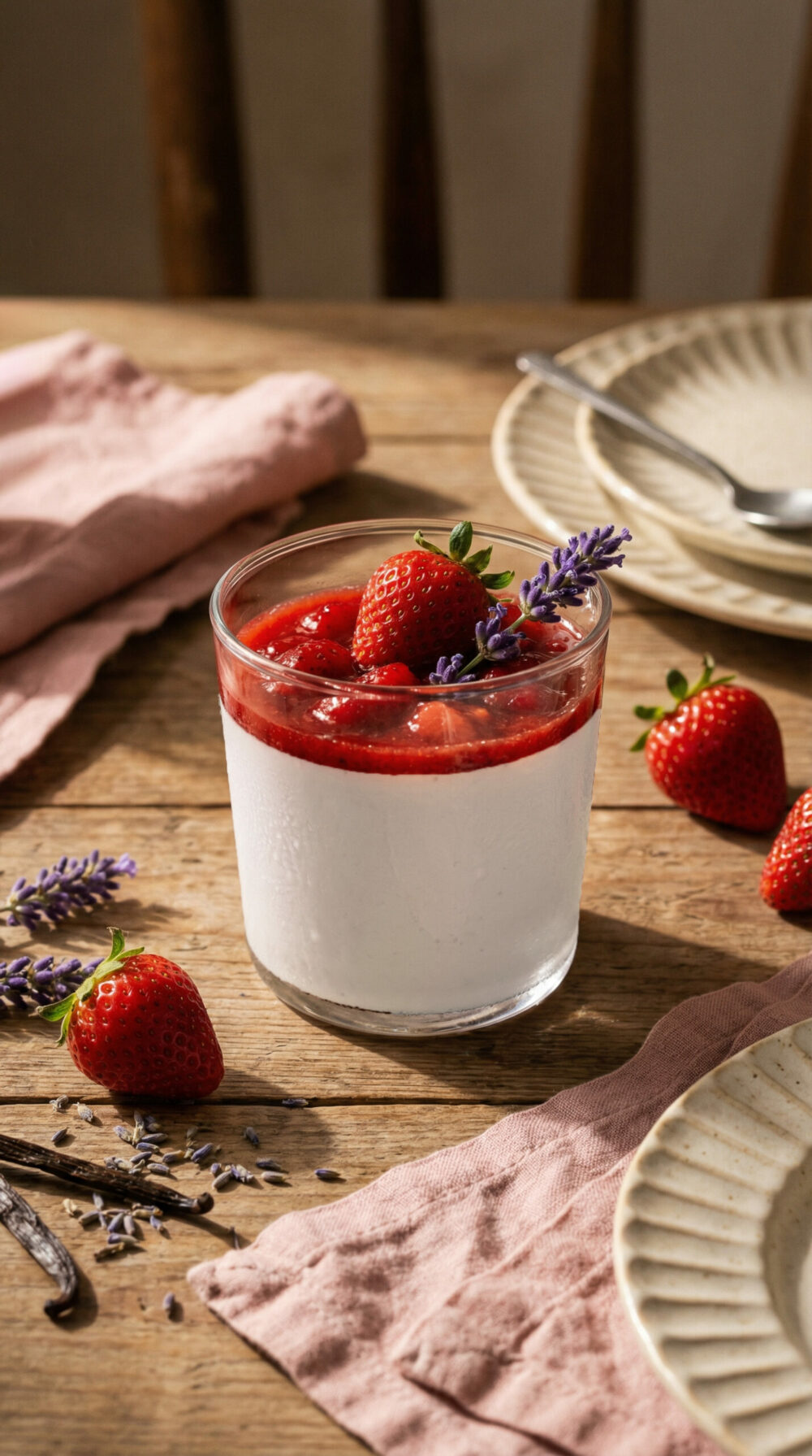 Strawberry Lavender Panna Cotta for Valentine’s Day
