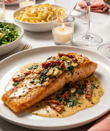Tuscan Creamy Salmon with Sun Dried Tomatoes